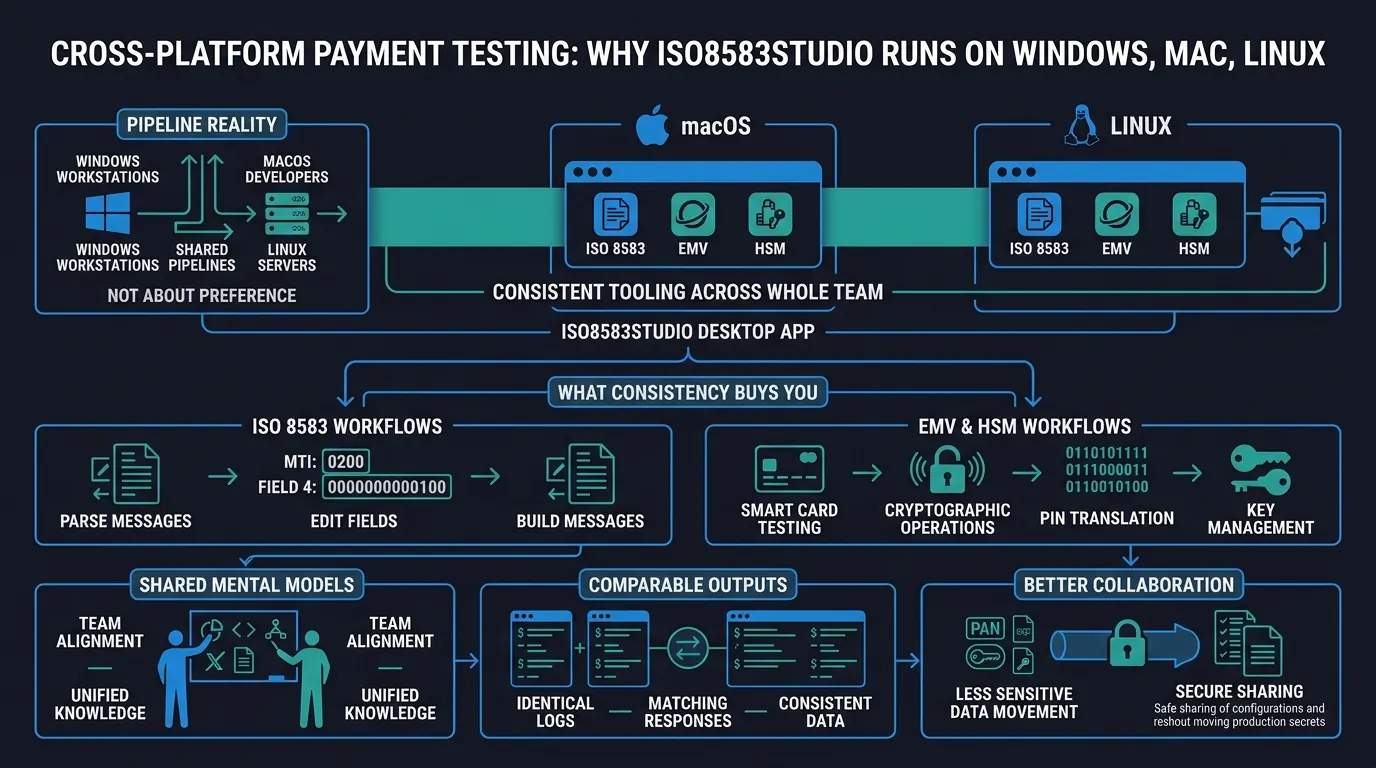 Cover illustration: Cross-Platform Payment Testing: Why ISO8583Studio Runs on Windows, macOS, and Linux