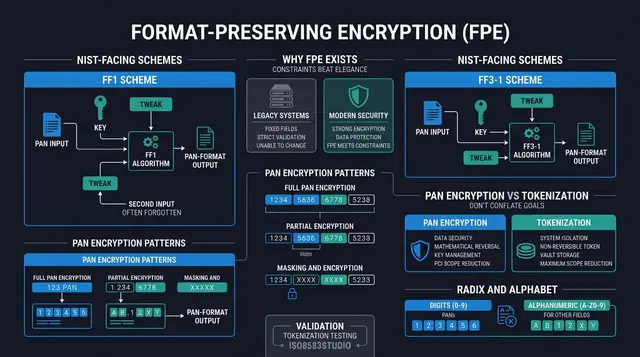 Format-Preserving Encryption (FPE): FF1, FF3, and PAN-Friendly Tokenization