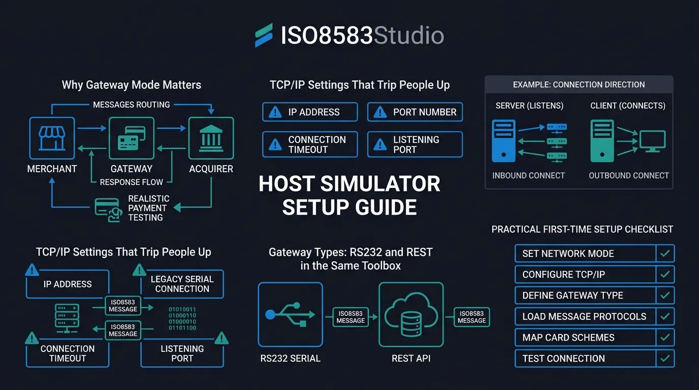 Cover illustration: Host Simulator Setup Guide: Gateways, Modes, and TCP/IP Basics