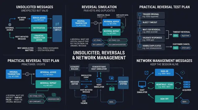 Unsolicited Messages, Reversals, and Network Management in Host Simulation