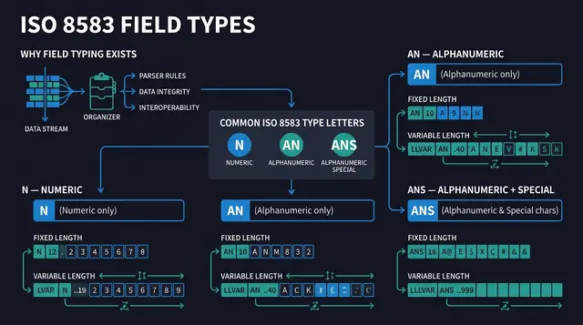 ISO 8583 Field Types and Formats: AN, N, B, Fixed vs LLVAR, and Parsing Discipline