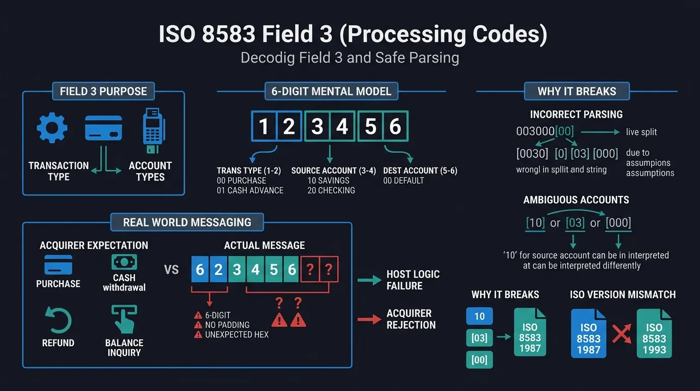 Cover illustration: ISO 8583 Processing Codes (Field 3): Transaction Types, Account Types, and Safe Parsing