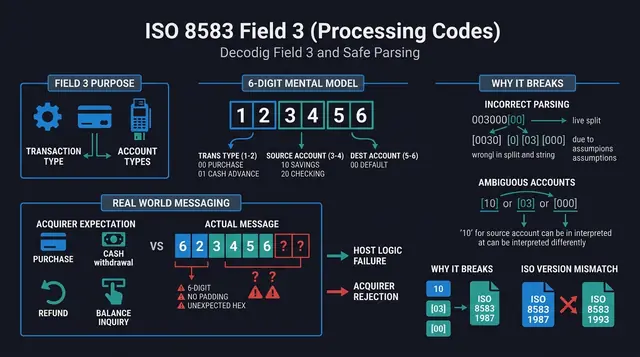 ISO 8583 Processing Codes (Field 3): Transaction Types, Account Types, and Safe Parsing