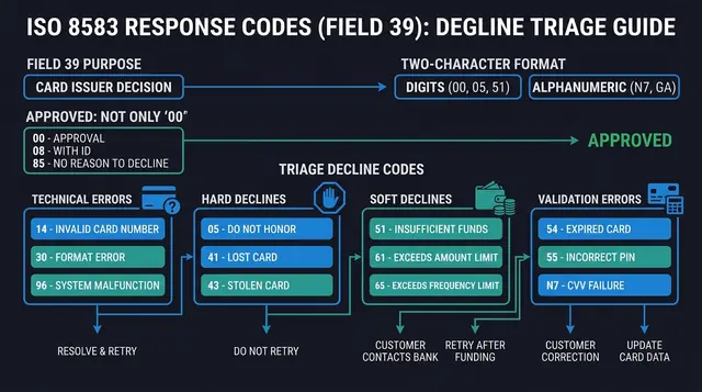 ISO 8583 Response Codes (Field 39): Common Values, Meaning, and Decline Triage