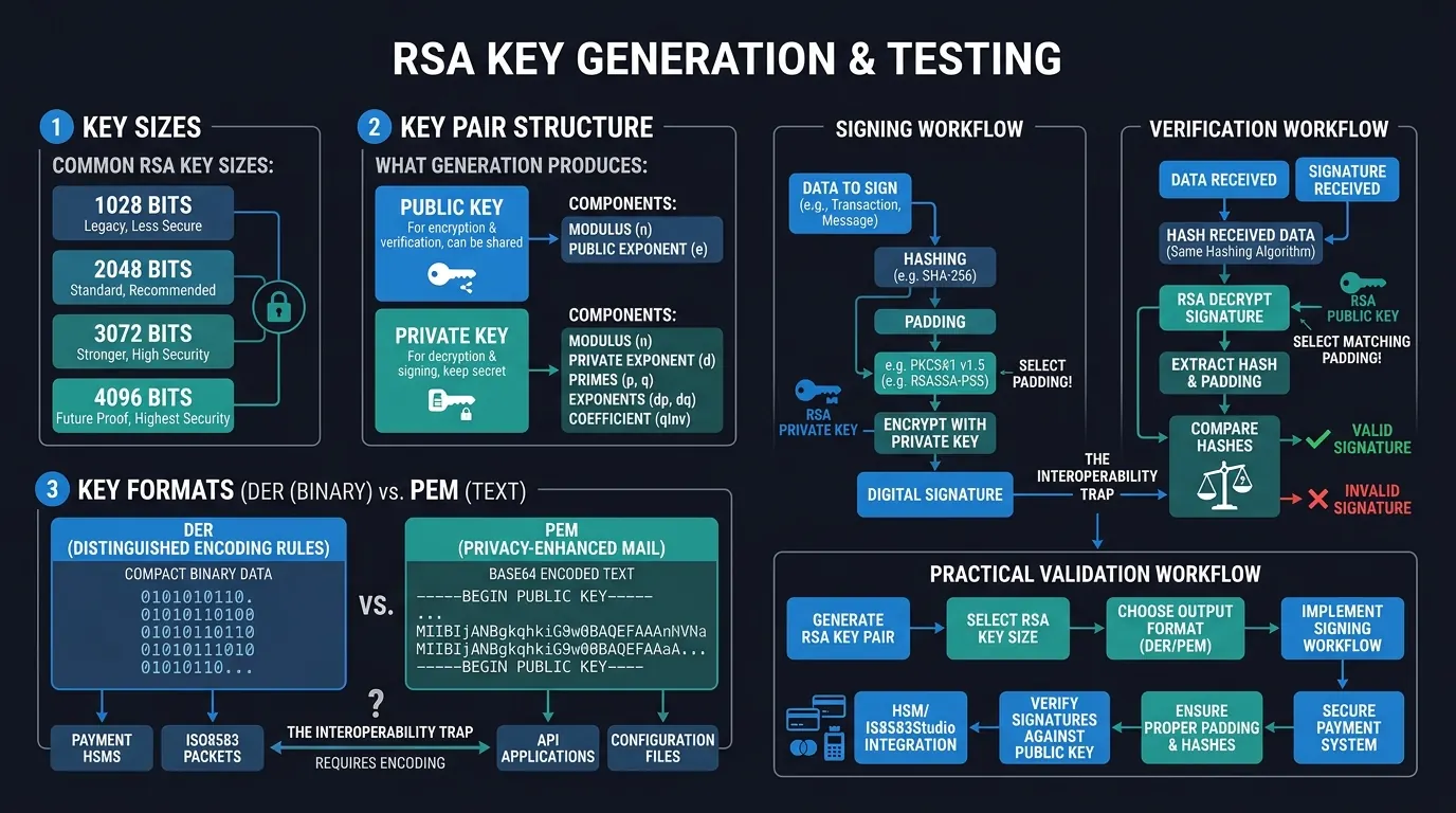 Cover illustration: RSA Key Generation and Testing: Sizes, Formats, and Sign/Verify Flows