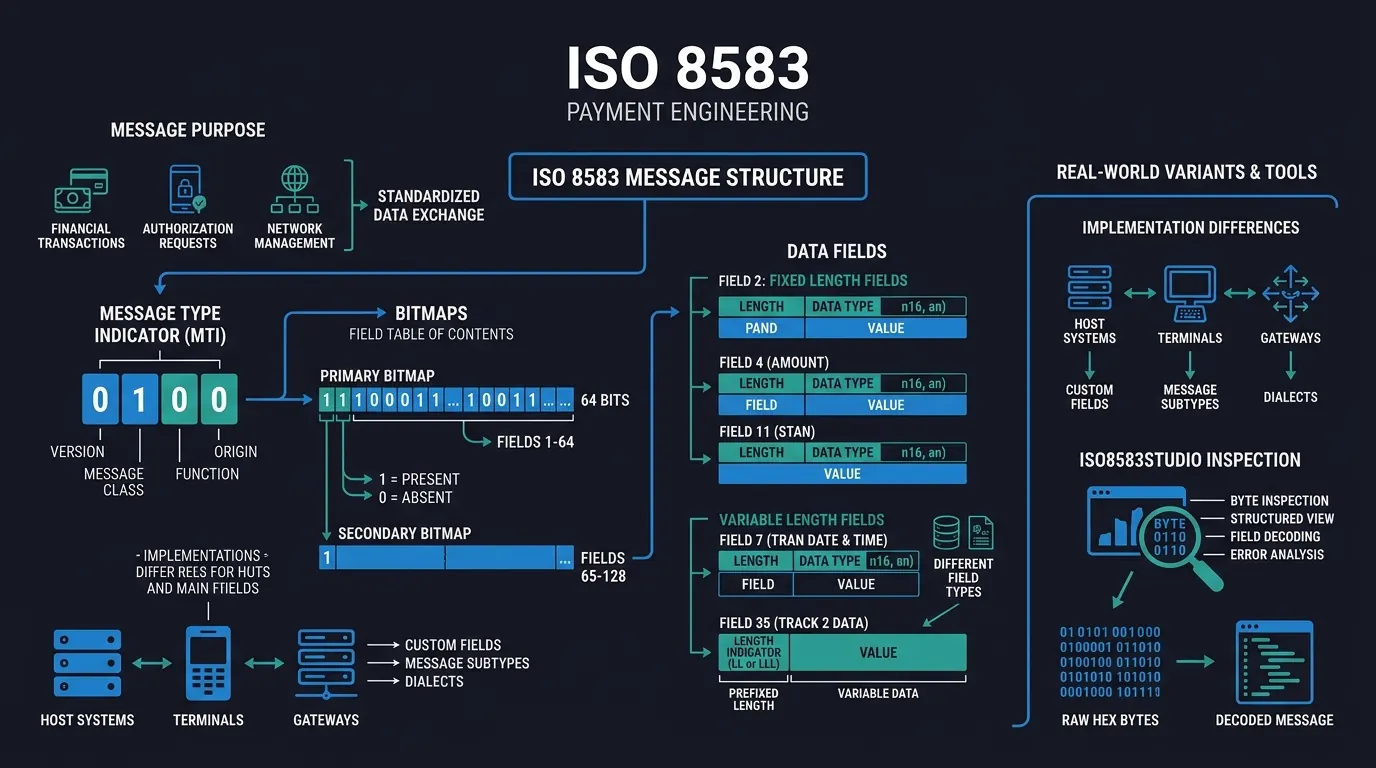 Cover illustration: Understanding the ISO 8583 Message Format: Structure, Fields, and Real-World Variants